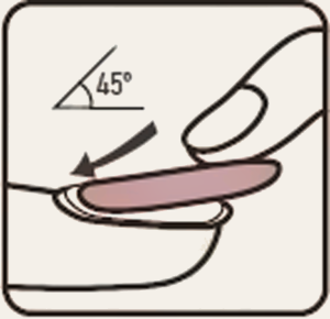 Placing the press-on at a 45 degree angle